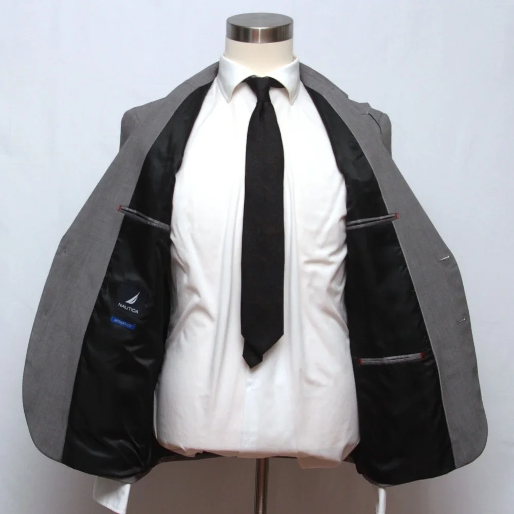 Nautica Men's Modern-Fit Bi-Stretch Suit Blazer‎ Jacket Size 38S Grey E071127